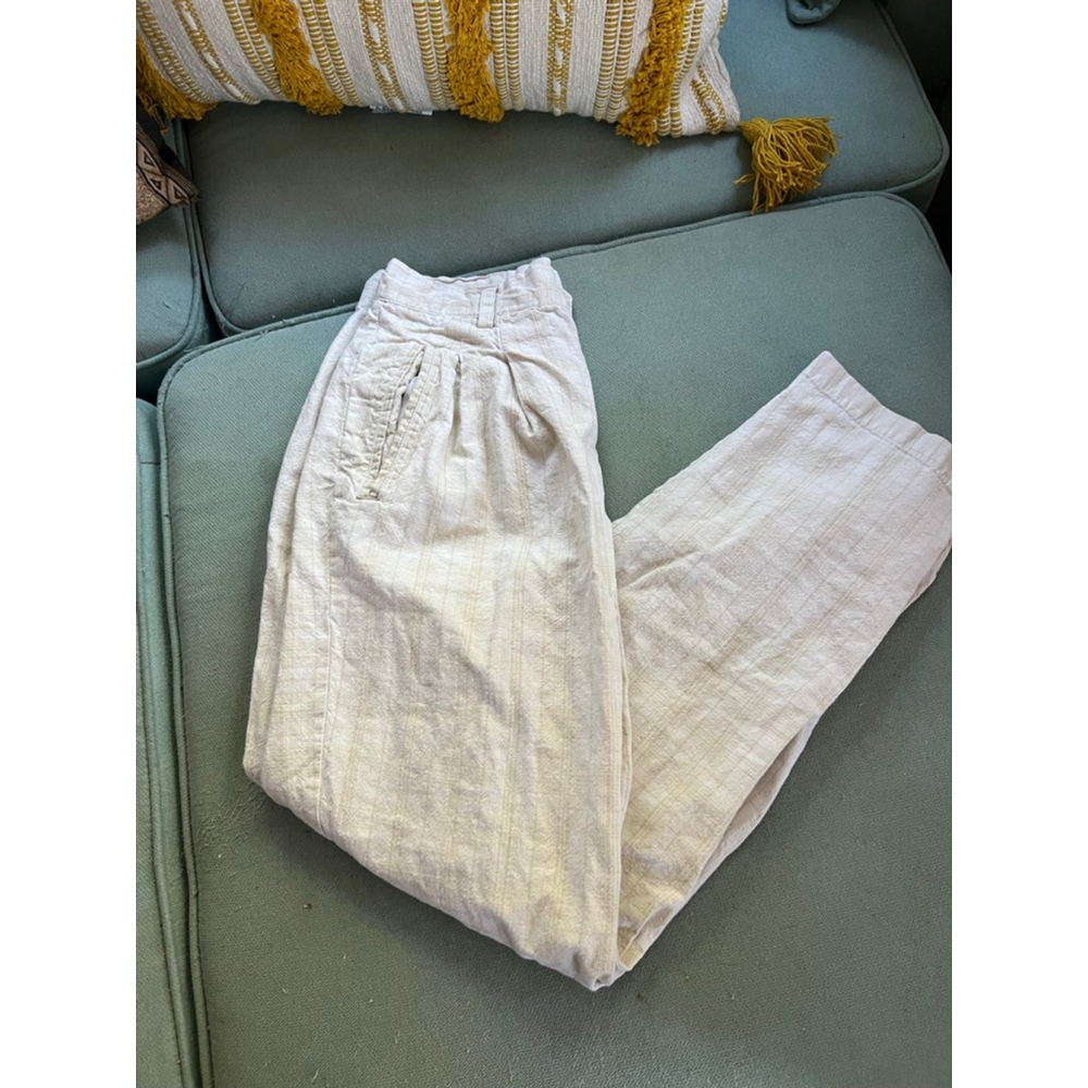 Women's Kikomi Beige Linen Blend Trousers Size 8